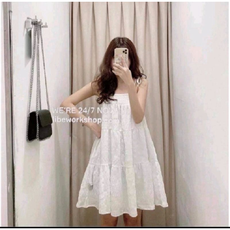 (Pass) Đầm 2 dây trắng
