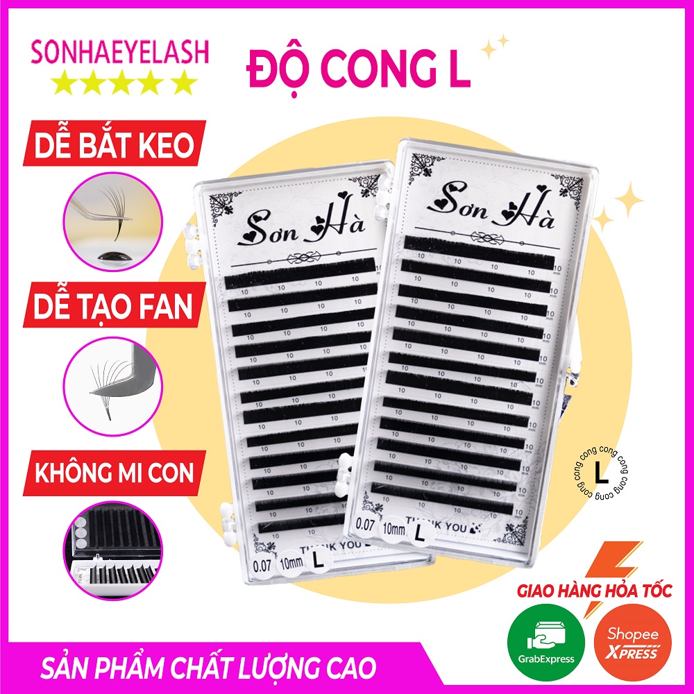 Mi khay độ cong L,  chất silk Hàn, mềm dễ bắt keo, dùng để nối volume, classic, Sơn Hà eyelash chuyên sỉ lẻ dụng cụ mi