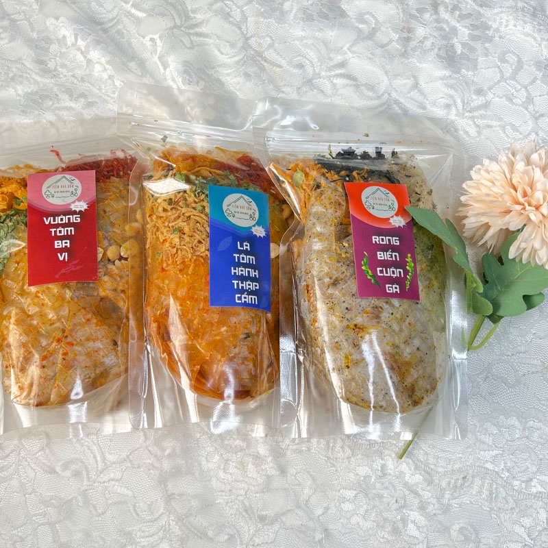 Bánh tráng trộn mix vị topping đa dạng, bánh tráng tự trộn 100g - Ăn vặt nhà Cốm