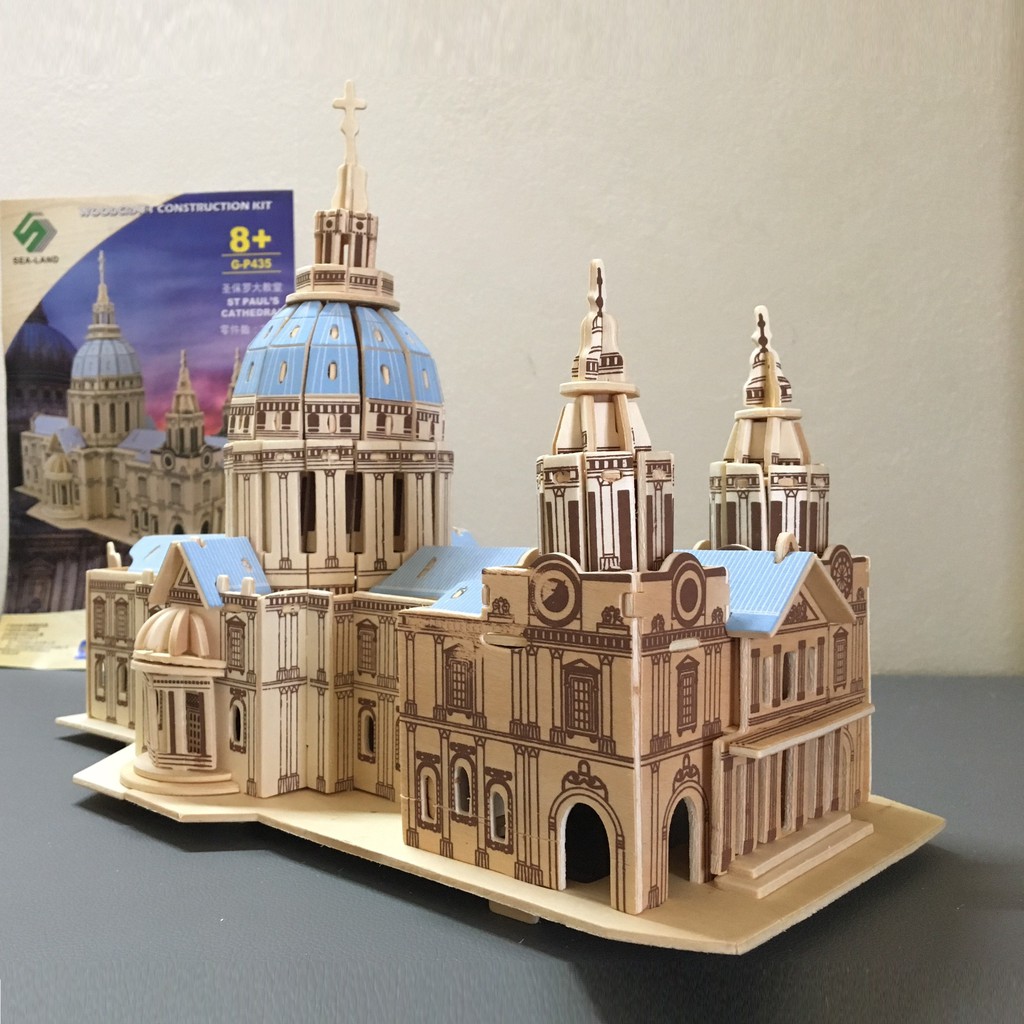 Đồ chơi lắp ráp gỗ 3D Mô hình Nhà thờ St Paul's - Tặng kèm đèn LED USB trang trí