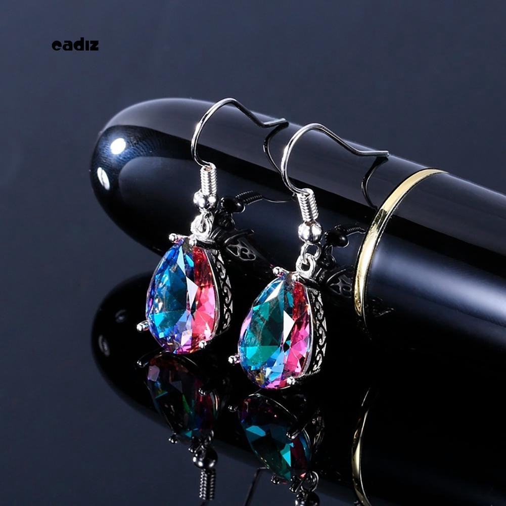 Hoa tai hình giọt nước đính đá nhiều màu sắc