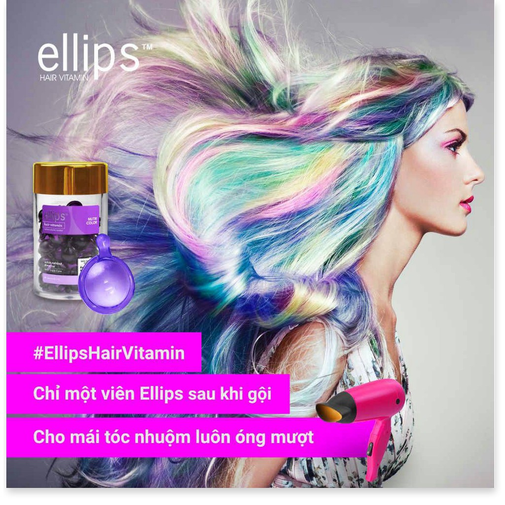 Viên dưỡng tóc Ellips dầu cá ellips phục hồi dành cho tóc nhuộm 1ml  6 viên