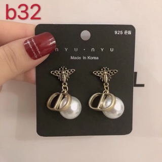 Bông tai mạ bạc 925 hình ong đính ngọc trai chống rỉ#b32