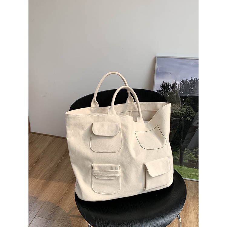 Túi xách vải canvas cỡ lớn nhiều túi phong cách Hàn Quốc thời trang mùa hè năm cho nữ