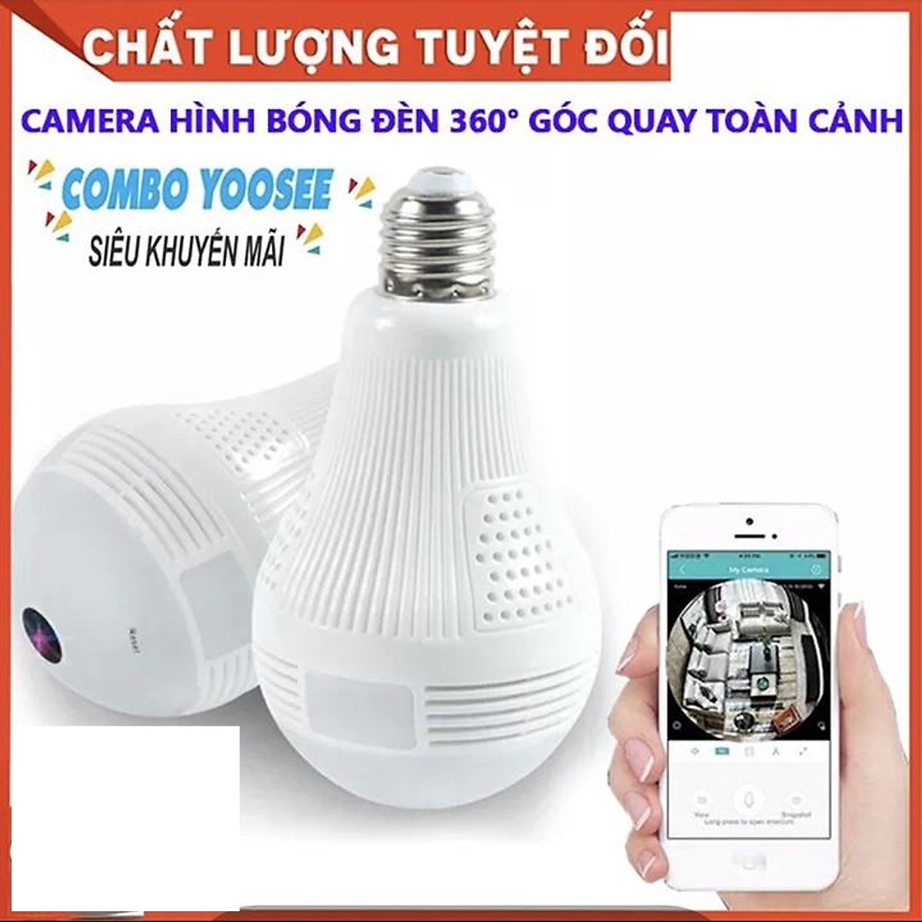 Camera YOOSEE WIFI Tích Hợp Bóng đèn Sáng Quan Sát Toàn Cảnh 360° Không Có Góc Khuất đàm thoại 2 chiều - Hàng chính hãng