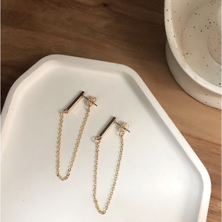 Bông tai dài kết hợp dây xích cá tính đầy phong cách style hàn quốc mạ bạc 925