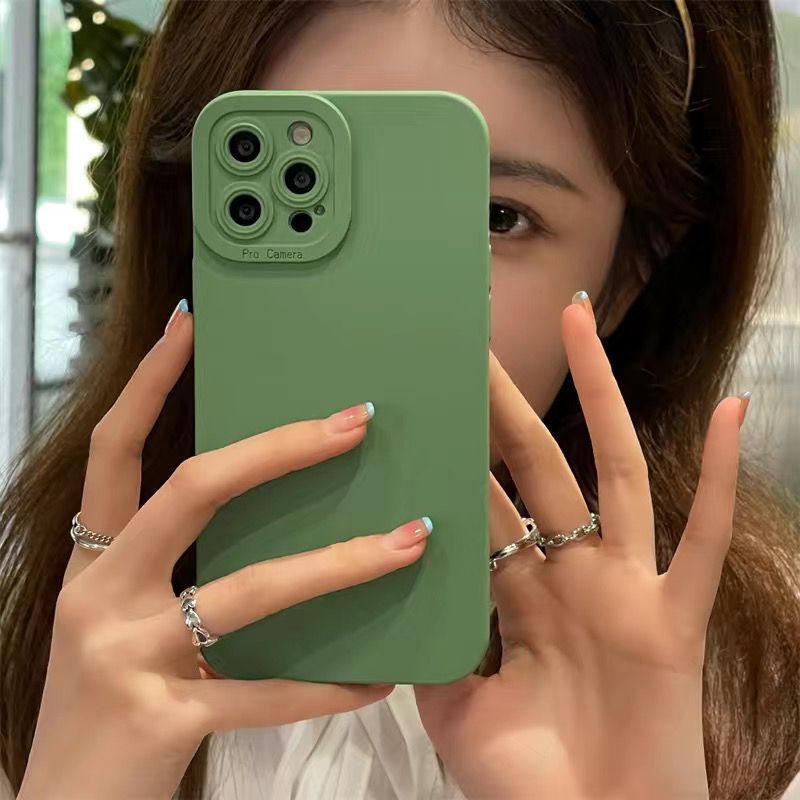 Ốp điện thoại silicon màu trơn bảo vệ ống kính máy ảnh cho Compatible For iPhone 13 12 11 Pro Max XR 8 7 6 6S Plus XS Max XS SE 2020