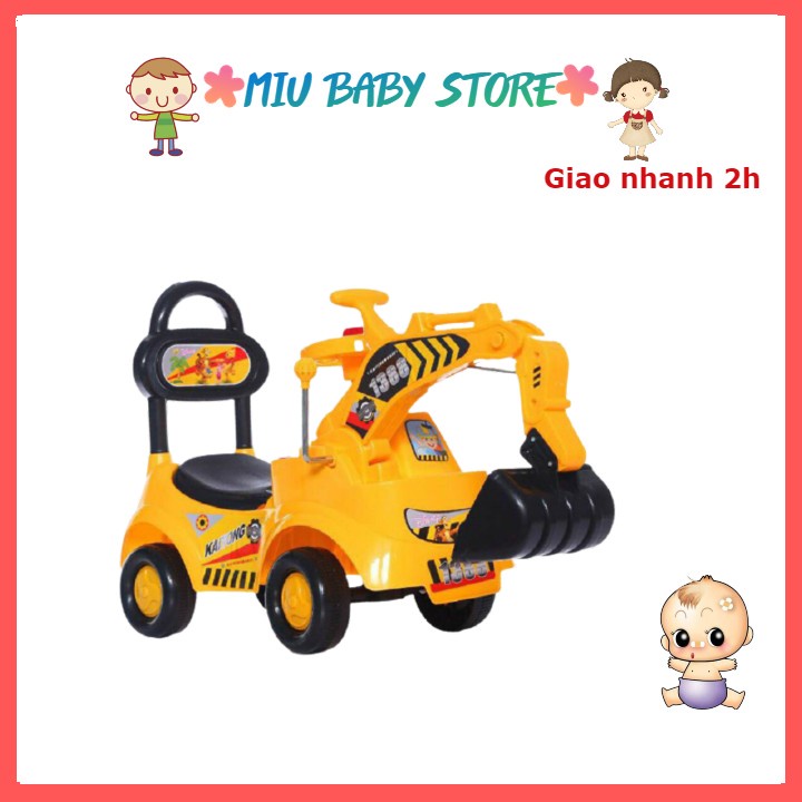 Xe cẩu chòi chân cho bé có nhạc có còi có cốp để đồ cho bé