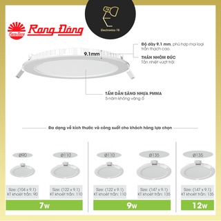 [Chính Hãng] Đèn Led Panel Âm Trần Rạng Đông PT04 - 7W, 9W, 12W - Ánh sáng Trắng / Vàng / Đổi màu