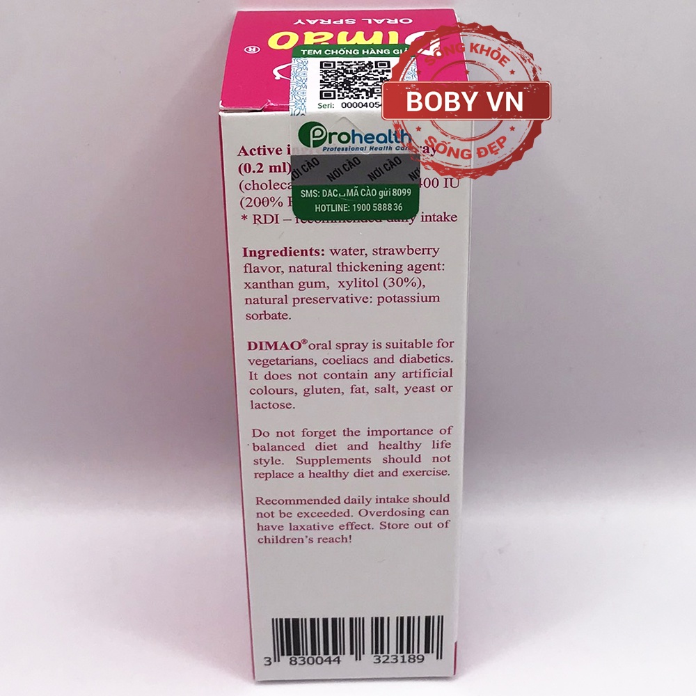Dimao Oral Spray (Vitamin D3 400 IU) 25ml cho 125 ngày