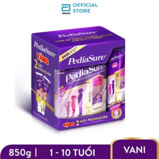 Bộ 1 lon sữa bột PediaSure 850g hương vani tặng 2 (hết)gói cùng loại 48,6g/gói