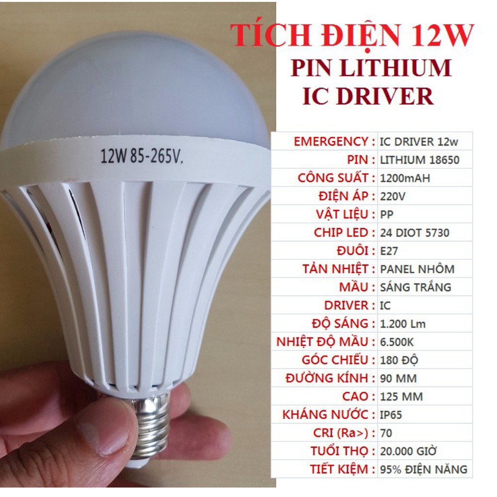 Bóng đèn LED tích điện 15w