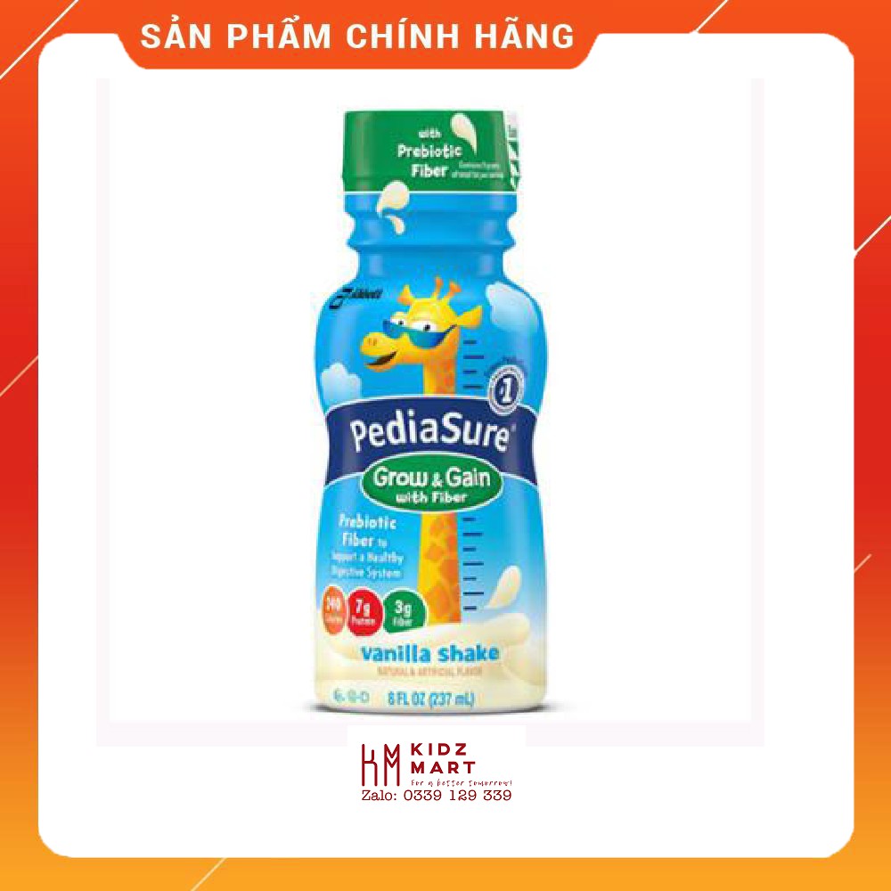 SỮA NƯỚC PEDIASURE VỊ VANI + FIBER 237ML (nắp xanh lá) (chai)