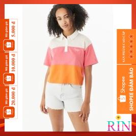 [HÌNH THẬT] ÁO THUN CỔ TRỤ TOMMY CAM HỒNGTRẮNG VNXK   - COTTON CÁ SẤU 100%