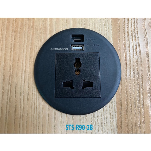Hộp ổ điện âm bàn sinoamigo STS-R90-2B mâu đen cao cấp