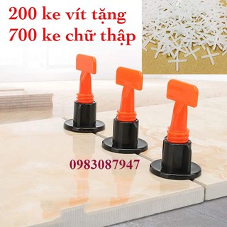 Combo ke lát gạch tái sử dụng gồm 200 chiếc ke vít tặng 700 chiếc ke chữ thập ốp lát gạch