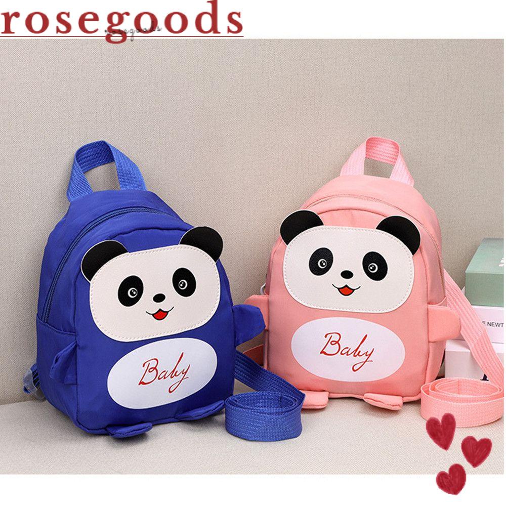 ☆Hoa Hồng☆ Ba Lô Đi Học/Du Lịch Mini Chống Thất Lạc Bằng Nylon Hình Gấu Trúc Hoạt Hình Dễ Thương Cho Bé Trai Và Gái