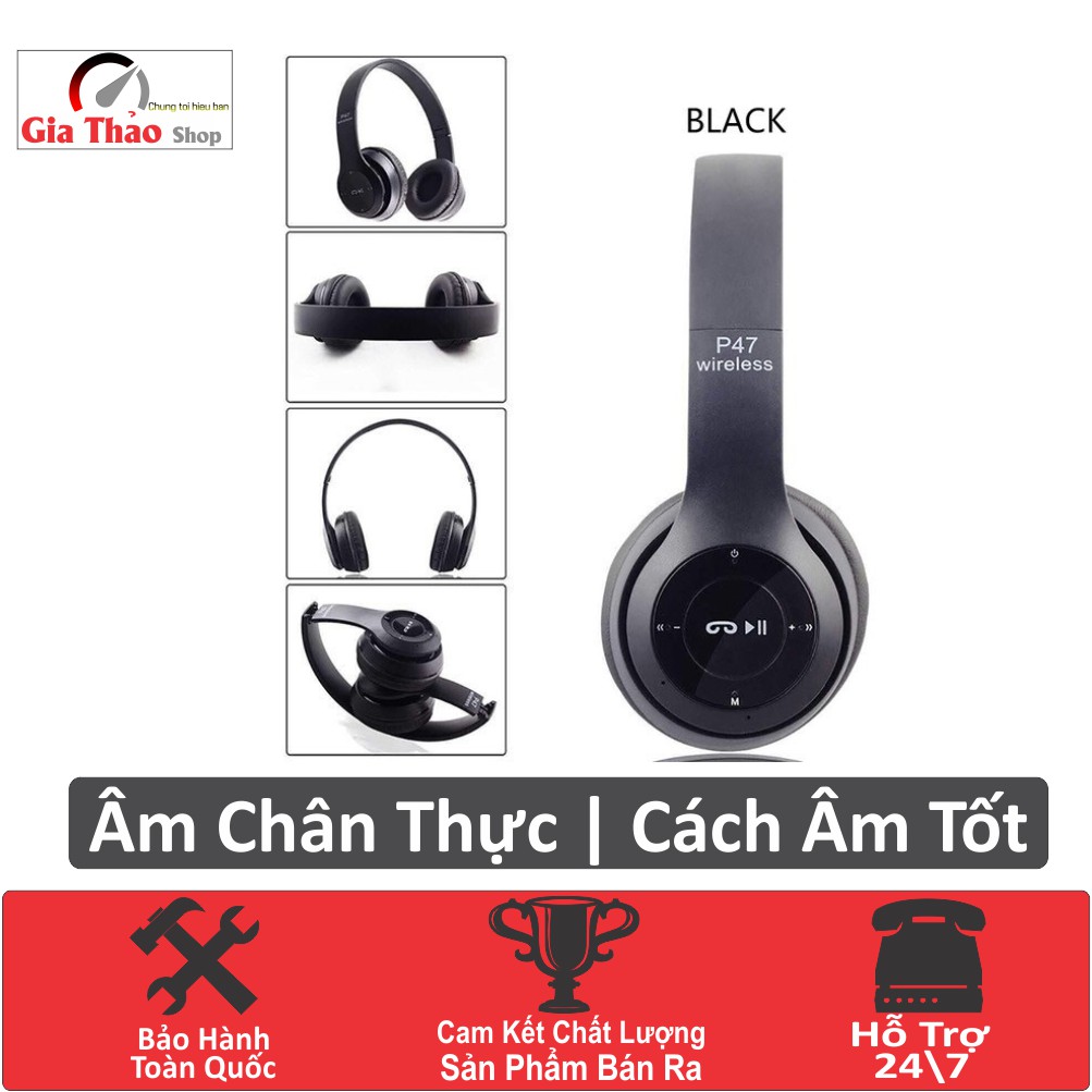 [Mã ELFLASH5 giảm 20K đơn 50K] Tai nghe bluetooth 4.2 P47 có khe cắm thẻ nhớ - Âm Thanh Đỉnh Cao