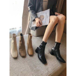 (ORDER) Giày Boot da nữ cao cổ Style sang chảnh Hàn Quốc