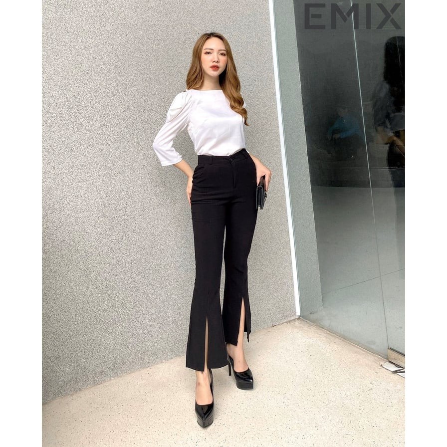 Quần Tây Công Sở Nữ Xẻ Gấu Ống Vẩy Cạp Cao Hack Chân | BigBuy360 - bigbuy360.vn