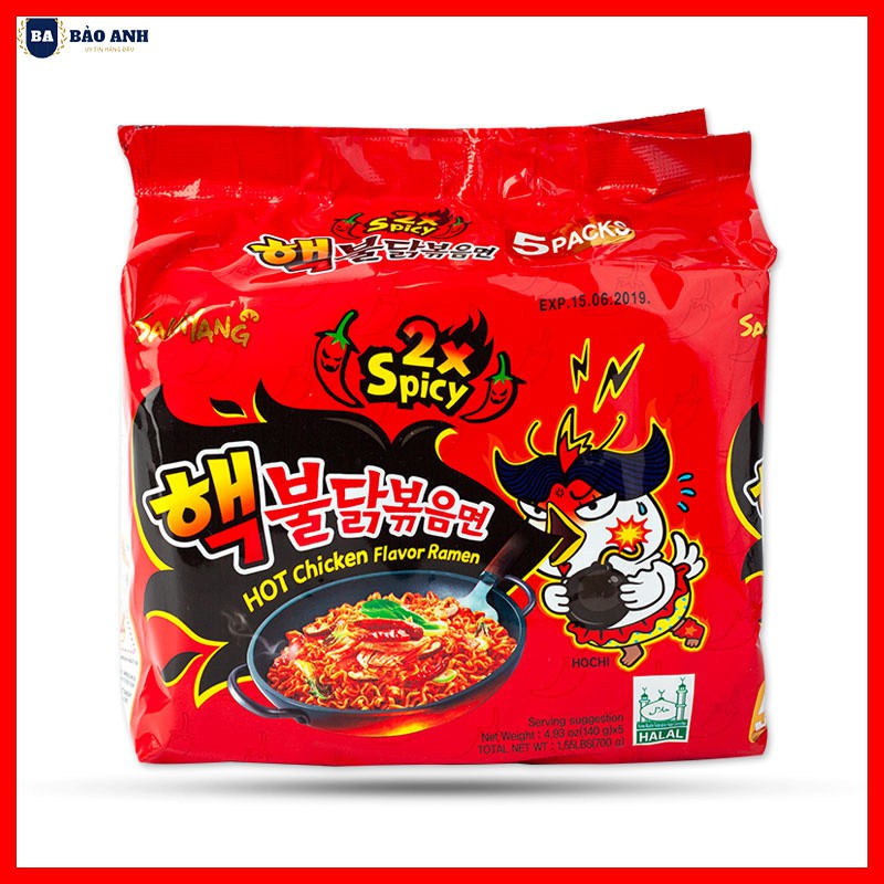 Mì gà siêu cay 2x Spicy 140g [ COMBO 5 GÓI ] SAMYANG Hàn Quốc Loại Ngon - BẢO ANH