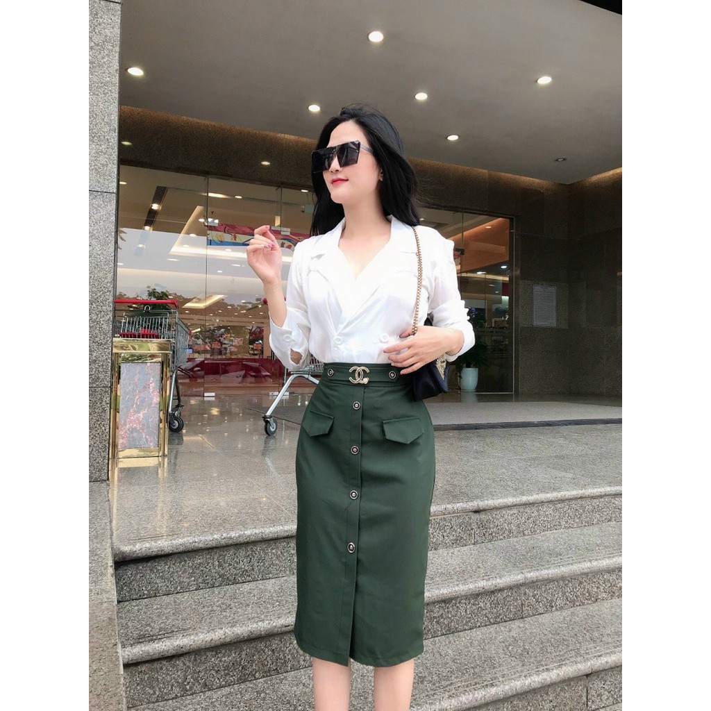 Chân váy chữ A dài -chân váy công sở qua gối xẻ tà  HOT TREND | BigBuy360 - bigbuy360.vn