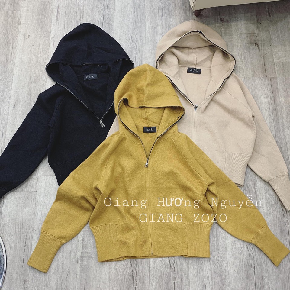 Áo Khoác dạ len Mũ khóa