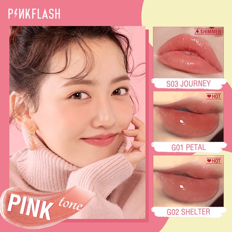 Son bóng dưỡng môi Pinkflash giữ ẩm làm sáng màu môi với 11 màu tùy chọn 24g