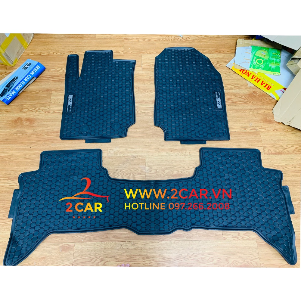 Thảm sàn, lót sàn xe Ford Ranger 2013-2021, Sàn cao su vân tổ ong cao cấp - mẫu Nissin chữ Trắng