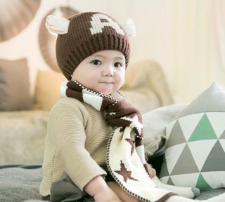 Set nón len và khăn choàng cổ cho bé