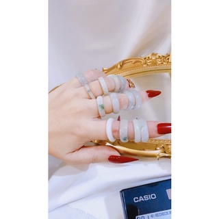 nhẫn ngọc cẩm thach trắng phớt