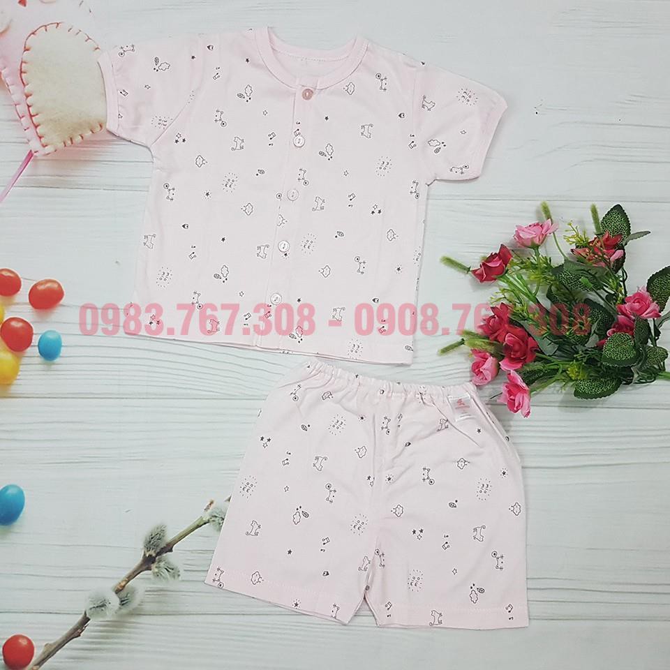 Bộ Quần Áo Cộc Tay Mio Mio Cho Bé Sơ Sinh, Chất Liệu 100% Cotton Mềm Mại Thoáng Mát