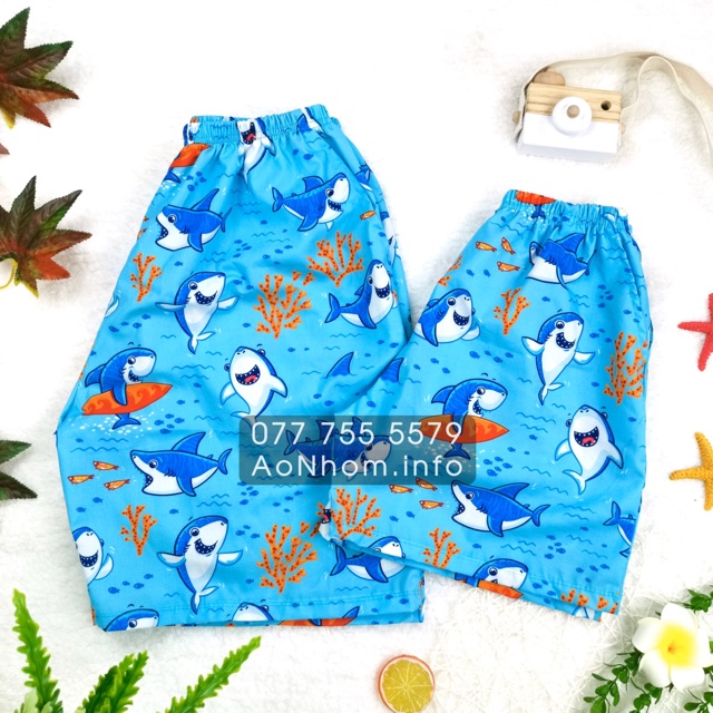 BỘ SƠ MI ĐI BIỂN CÁ MẬP SAN HÔ BABY SHARK - CÓ SIZE EM BÉ, SIZE 100KG - CÓ BÁN LẺ ÁO, QUẦN