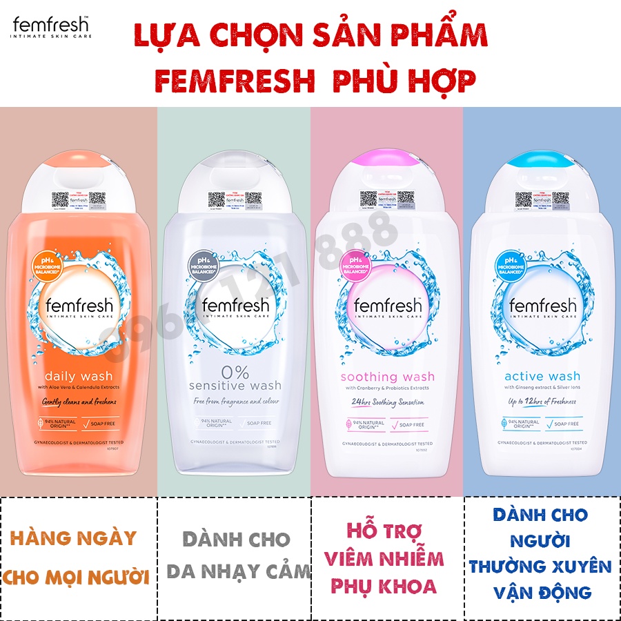 Dung dịch vệ sinh phụ nữ Femfresh Anh Quốc  250ml (Hàng chính hãng)