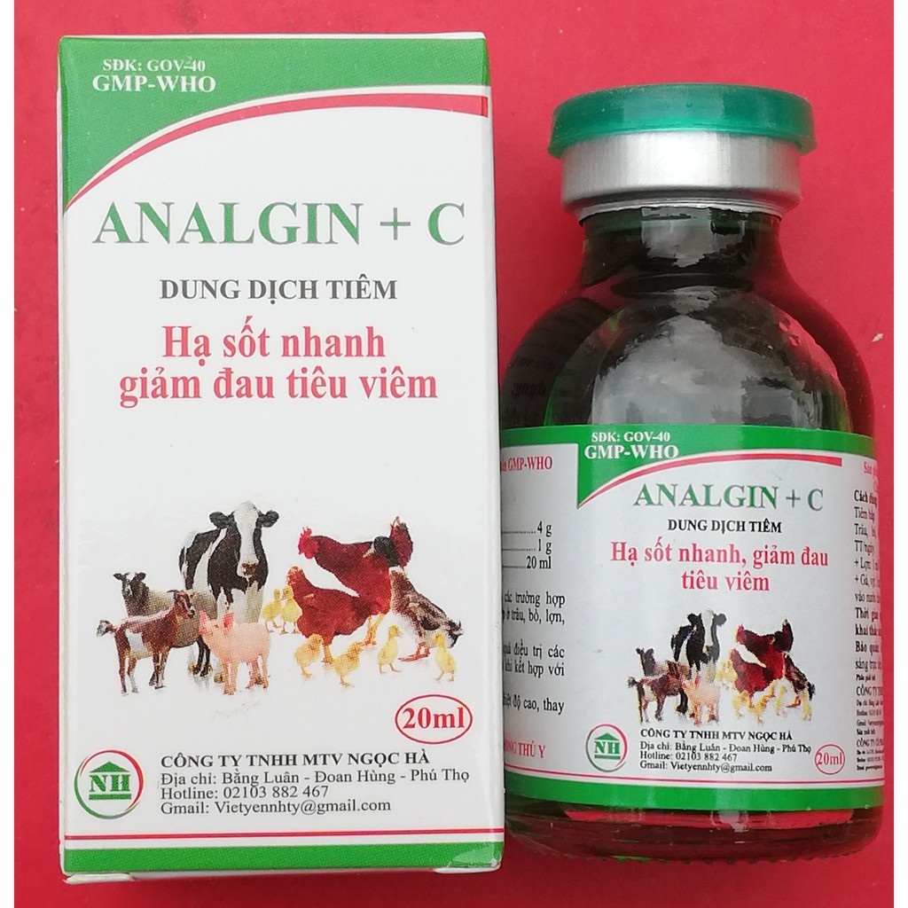 1 lọ ANALGIN + C Hạ s-ốt nhanh, giảm đ-au, tiêu vi-êm chuyên dùng cho gia súc, gia cầm, chó, mèo