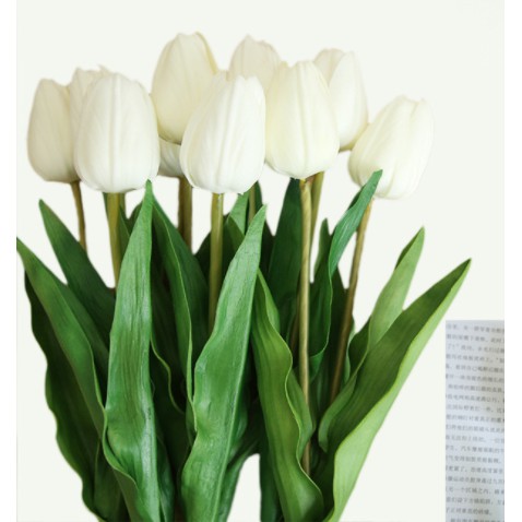 Hoa Tulip Giả bằng Pu [Lá Xoăn] Hoa giả trang trí nhà cửa Giống Thật 99% - Decor phông chụp ảnh, bình thủy tinh, lọ hoa