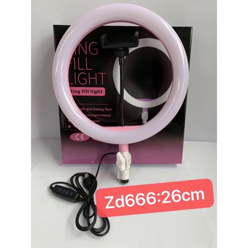 Đèn led livestream 26CM kèm giá đỡ điện thoại và chân đèn, gậy livestream có đèn đa năng công suất 25W