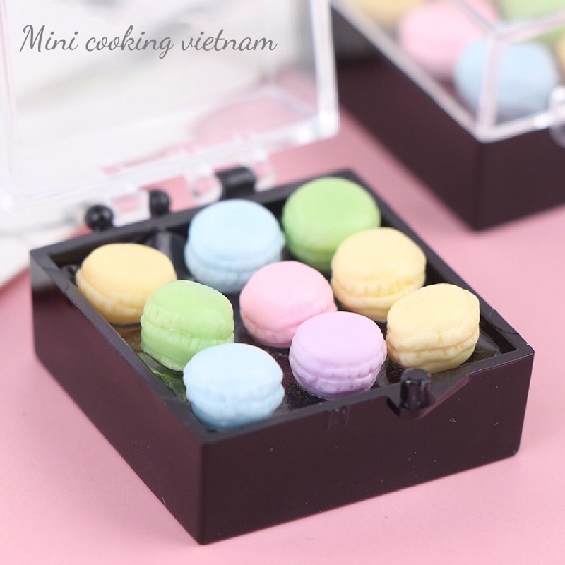 Mô hình hộp bánh macaroon cho nhà búp bê / Mini cooking vietnam