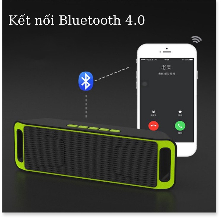 Loa bluetooth S208 loại xịn , loa siêu bass , âm thanh 3D , hỗ trợ bluetooth 4.0 , bảo hành chính hãng