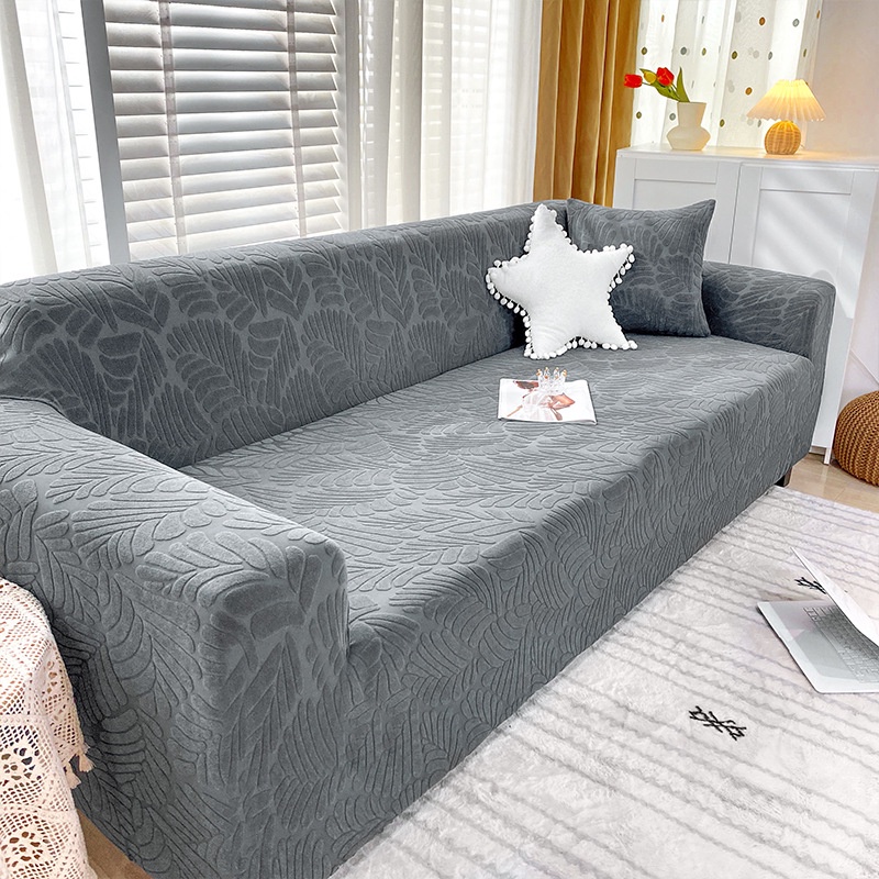 Vỏ Bọc Ghế Sofa 1/2/3/4 Chỗ Ngồi Hình Chữ L In Họa Tiết Lá Cây Co Giãn Tiện Dụng