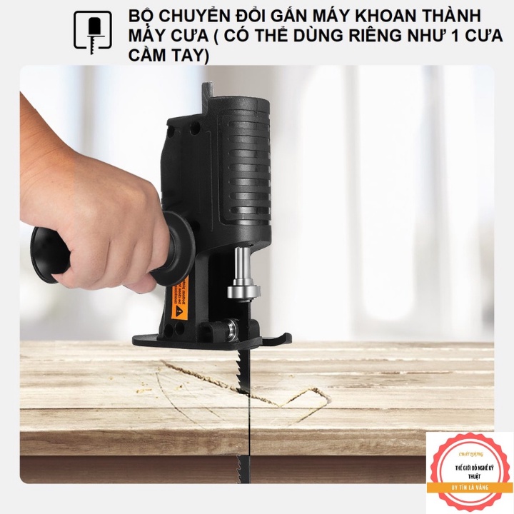 Đầu chuyển đổi máy khoan thành cưa lọng, cưa kiếm đa năng tặng kèm 03 lưỡi cưa ( có lưỡi cưa lẻ bán kèm theo )