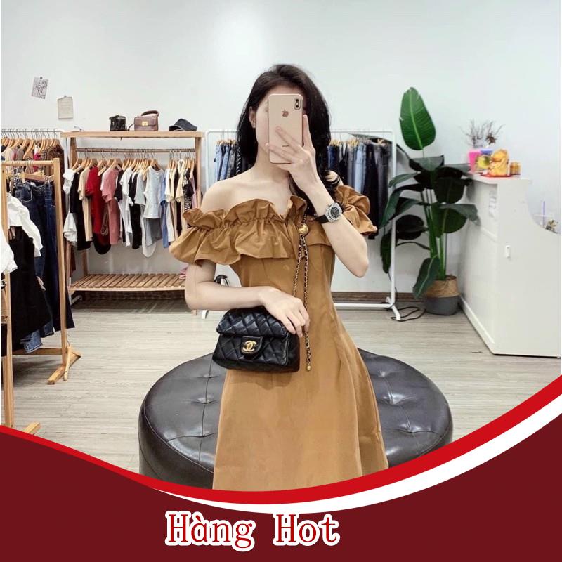 Váy Trễ Vai Bèo Nâu, Đầm Nữ Dáng Suông Bèo Ngực Có Ảnh Thật Kèm Video