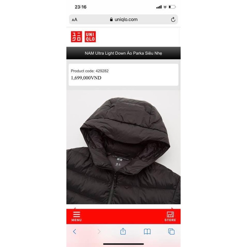 Áo lông vũ uni dư xịn