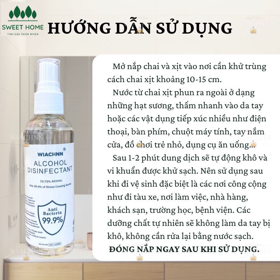 Chai xịt kháng khuẩn SWEET HOME ngăn ngừa vi khuẩn,phòng chống dịch bệnh nước diệt khuẩn rửa tay vệ sinh đồ dùng