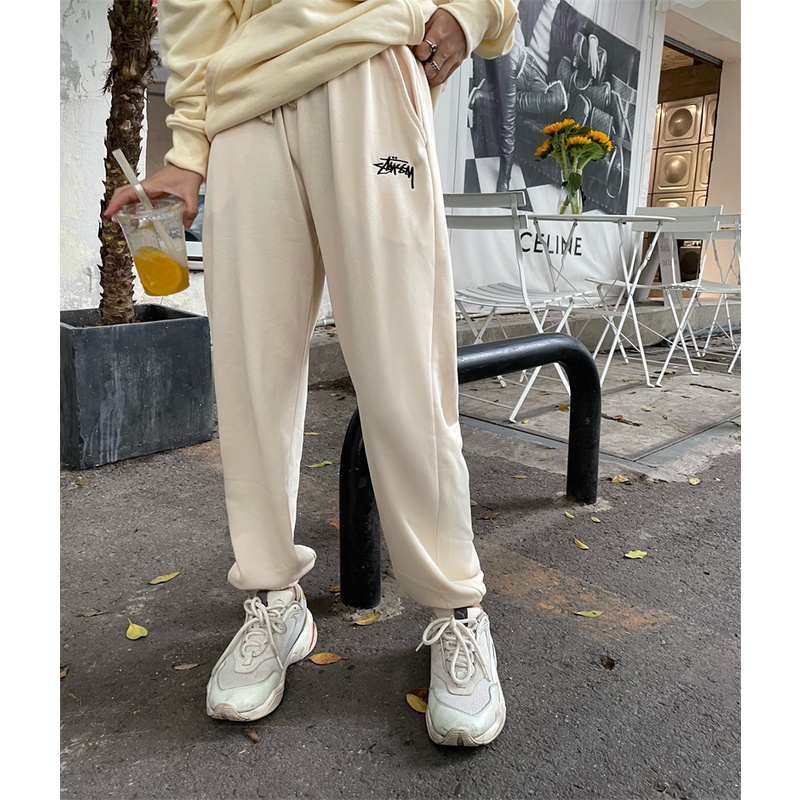 Quần dài thể thao thêu họa tiết chữ STUSSY cổ điển cho nam nữ