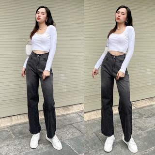 (Hình thật shop chụp) Quần Jeans Ông SuôngTúi Hôp Quần Dài Phủ Chân Shop MaiKa Jeans