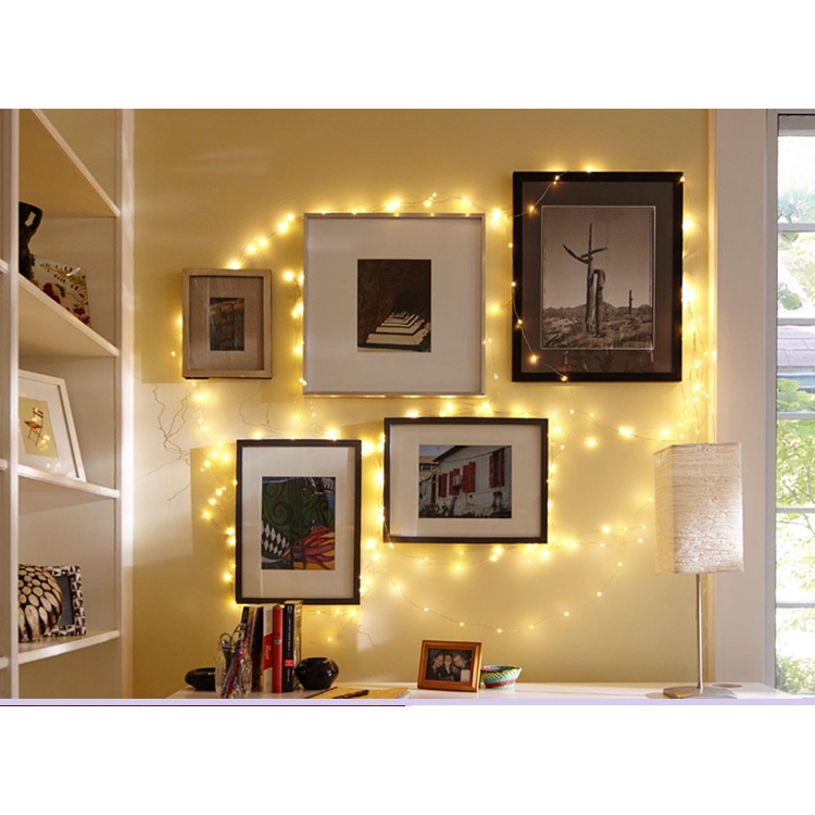 Led dây thép pin 3m ánh sáng vàng trang trí nhỏ gọn