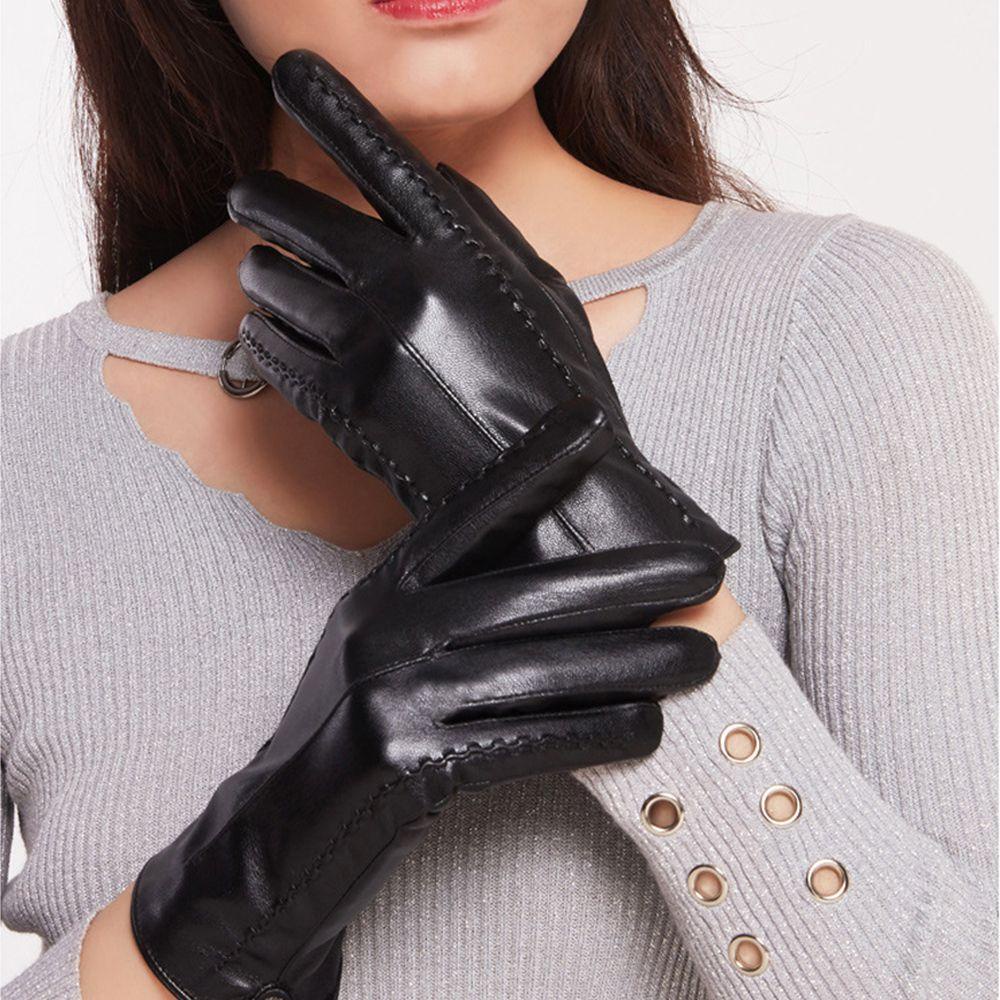 Đôi Găng Tay Da PU Chống Gió Giữ Ấm Chạm Cảm Ứng Thời Trang Cho Nữ