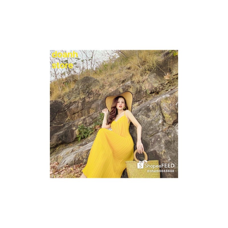 Váy 2 Dây Nữ 💖FREESHIP💖 Đầm 2 dây Suông Dập Ly Dáng Maxi, Đi Biển Dạng Phố Sang Chảnh | BigBuy360 - bigbuy360.vn