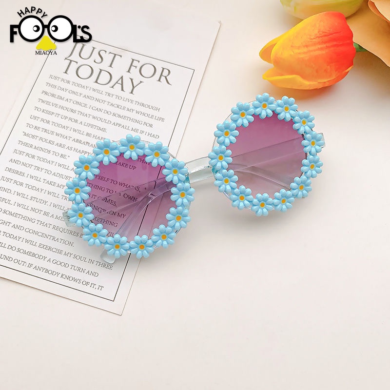 Kính Mát Chống Tia UV Họa Tiết Hoa Cúc Thời Trang Cho Bé